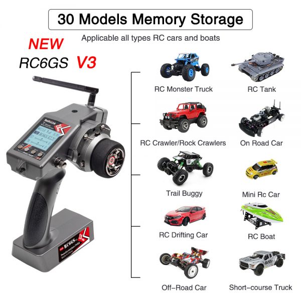 RadioLink RC6GS V3 2.4GHz 7CH Tx & Rx GYRO 600mtr Range RC6GSV3-R7FG