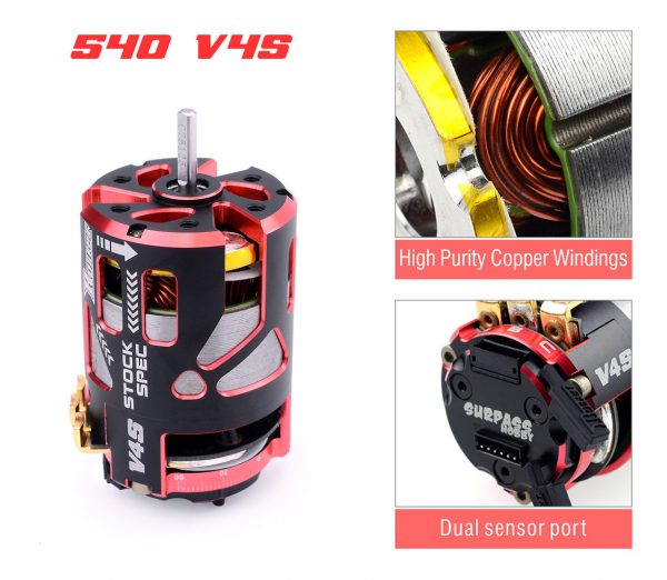 Surpass Hobby 540 V4S 3.5T Sensored Brushless Motor for Modified Stock 1/10 1/12 F1 Car