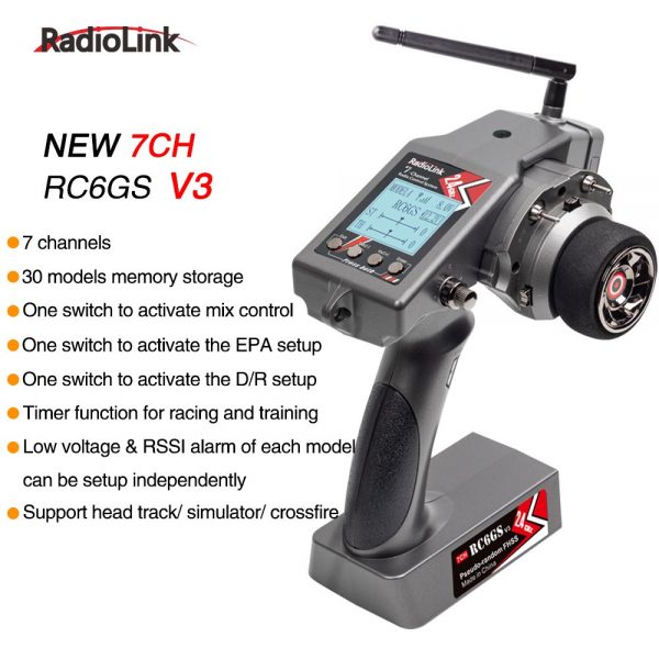 RadioLink RC6GS V3 2.4GHz 7CH Tx & Rx GYRO 600mtr Range RC6GSV3-R7FG