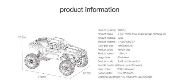 WLToys 104310 2.4G 1:10 4WD 15Km/h RC crawler