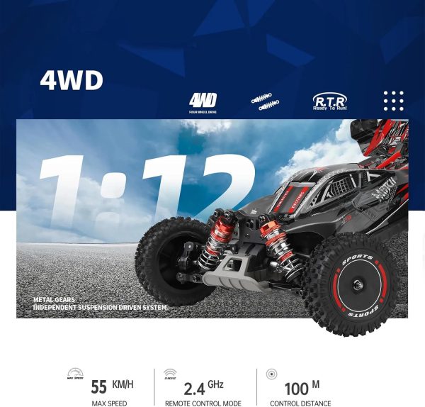 WLToys 124010 1/12 electric 4WD drive racing car 55km/h Black/Orange