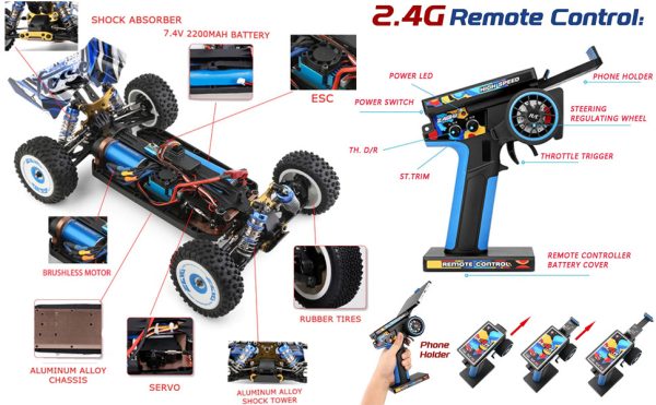 WLToys 124017 2.4G 1:12 Brushless 4wd 75Km/h RC racing car RTR