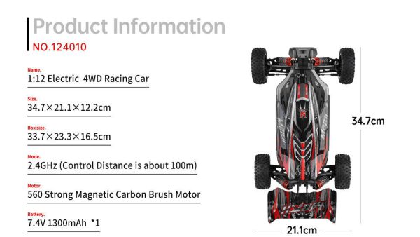 WLToys 124010 1/12 electric 4WD drive racing car 55km/h Black/Orange