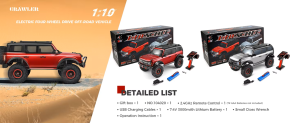 WLToys 104020 1/10 big RC ROCK CRAWLER Car Silver/Red
