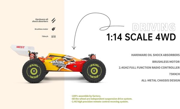 WLToys 144010 1:14 brushless 4WD 75Km/h RC high speed off-road car