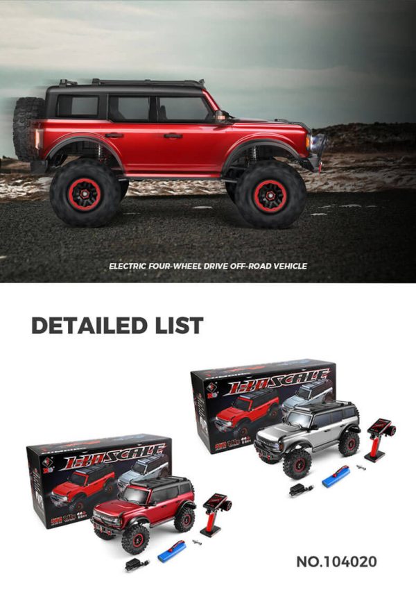 WLToys 104020 1/10 big RC ROCK CRAWLER Car Silver/Red