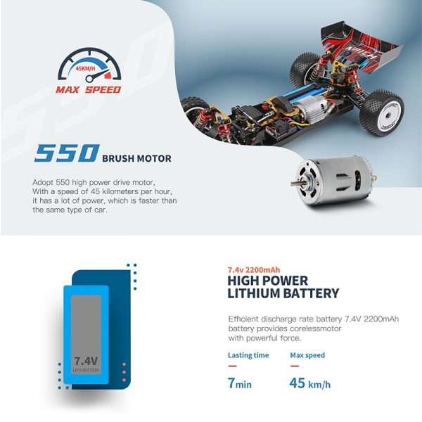 WLToys 104001 2.4G 1:10 4WD 45km/h high speed off-road car