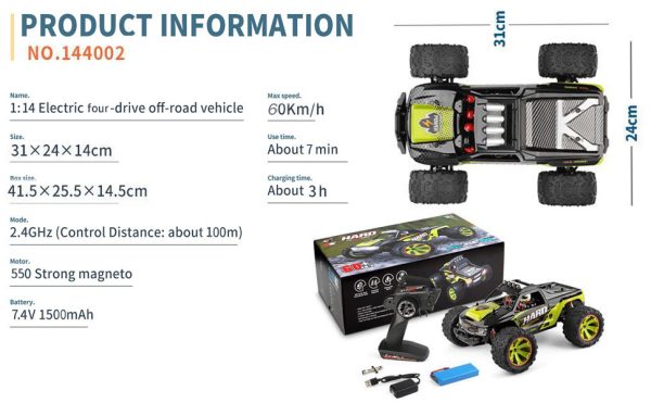 WLToys 144002 2.4G 1:14 4WD 50km/h RC monster truck