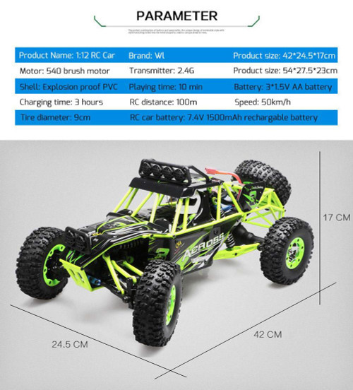 WLToys 12427 2.4G 1:12 4WD 50km/h RC rock-climber