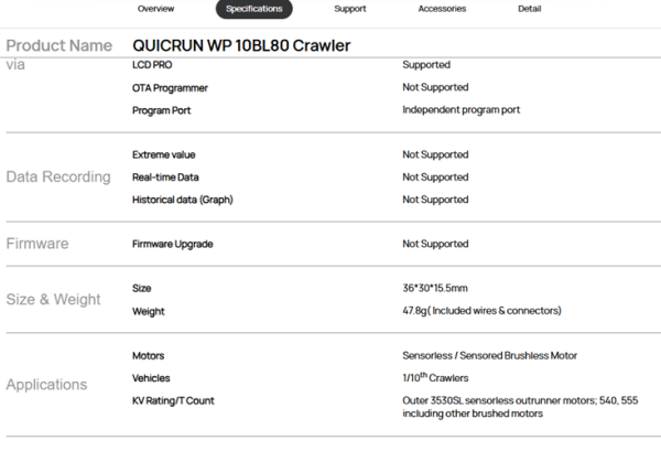 Hobbywing 30108002 QUICRUN WP-10BL80-Crawler